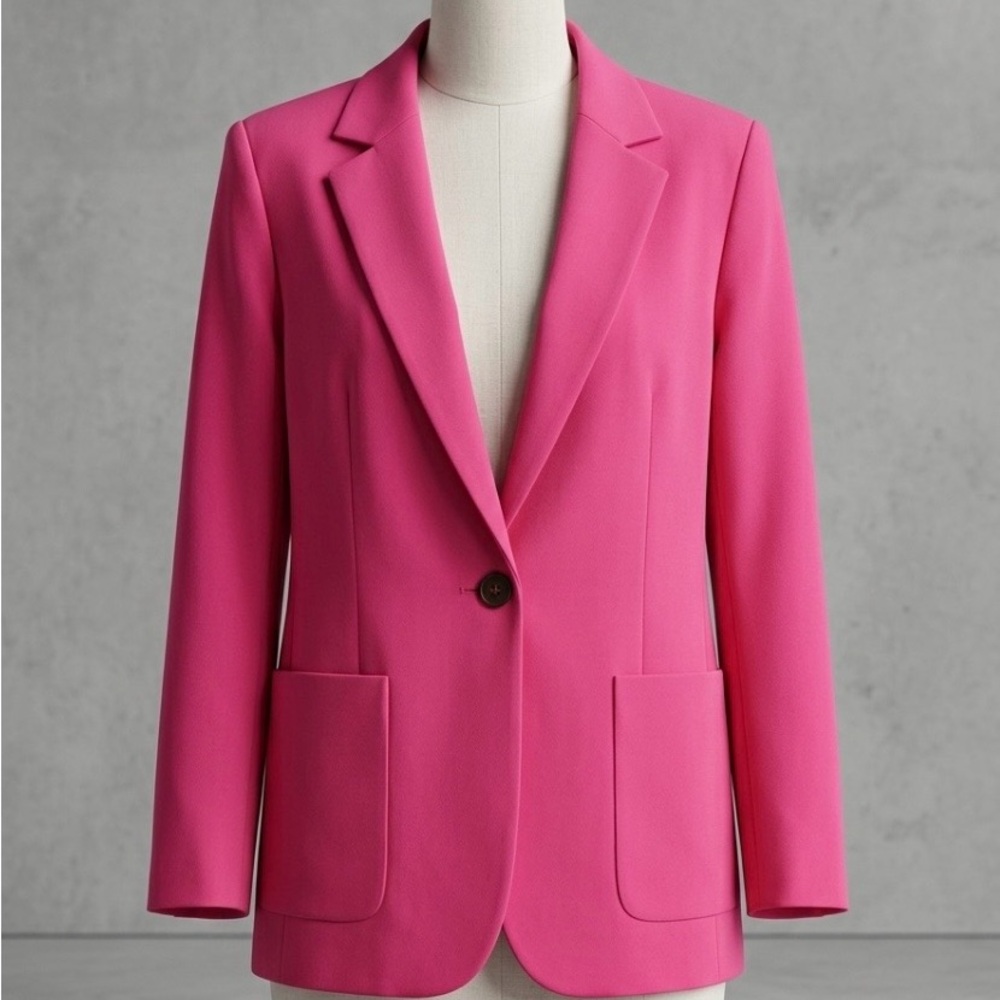 The Workshop Studio Women's Pink Fuchsia Single-Button Blazer Jacket Size Small